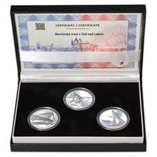 Náhled - MARIÁNSKÝ MOST V ÚSTÍ NAD LABEM – návrhy mince 5000 Kč sada 3x stříbro 1 Oz patina