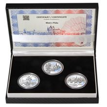 Náhled - MOST V PÍSKU – návrhy mince 5000 Kč sada 3x stříbro 1 Oz patina