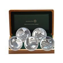 Náhled - 2009 Giants of New Zealand 5-coin set Ag Proof