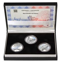 Náhled - MOST V NÁMĚŠTI NAD OSLAVOU – návrhy mince 5000 Kč sada 3x stříbro 1 Oz Proof