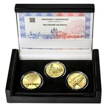 Náhled - MOST V NÁMĚŠTI NAD OSLAVOU – návrhy mince 5000 Kč sada tří Au medailí 1/2 Oz Proof
