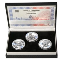 Náhled - TOMÁŠ BAŤA ml. – návrhy mince 200 Kč - sada 3x stříbro 34mm patina