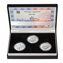 Náhled - VÁCLAV THÁM – návrhy mince 500 Kč - sada 3x stříbro 1 Oz Proof