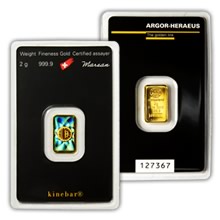 Náhled - Argor Heraeus SA 2 gramy - KINEBAR - Investiční zlatý slitek