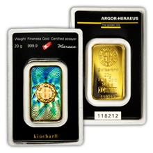 Náhled - Argor Heraeus SA 20 gramů KINEBAR - Investiční zlatý slitek