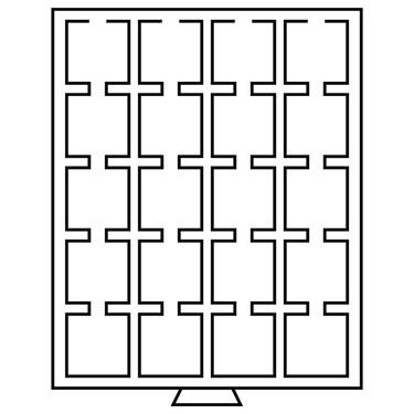 Náhled - Box se čtvercovými otvory 20 políček/50 x 50 mm s černou vložkou - šedé