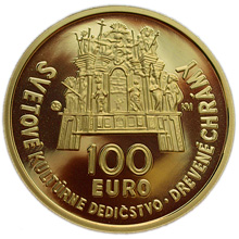 Náhled Reverzní strany - 2010 - 100 € - Svetové dedičstvo UNESCO - Drevené chrámy v slov. časti karpatského oblúka