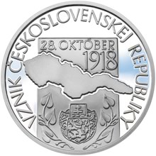 Náhled Reverzní strany - 2018 - 10 € - Vznik Československej republiky – 100. výročie Ag b.k.
