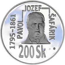 Náhled Averzní strany - 1995 - 200 Sk 200. výročí narození Pavla Jozefa Šafárika  Proof