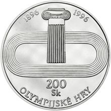 Náhled Averzní strany - 200Sk 1996/ 100. Výročí uspořádání 1. novodobých olympijských her Proof