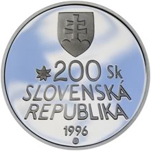Náhled Reverzní strany - 1996 - 200 Sk 100. Výročí otevření provozu zubačky  Štrba - Štrbské pleso Proof