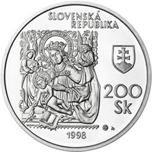 Náhled Reverzní strany - 1998 - 200 Sk 50. Výročí založení Slovenské národní galerie Proof