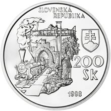 Náhled Reverzní strany - 1998 - 200 Sk 150. Výročí příjezdu prvního parního vlaku na Slovensko Proof