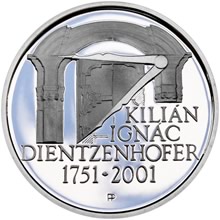 Náhled Reverzní strany - 200 Kč 2001 250. výročí úmrtí Kiliána Ignáce Dientzenhofera