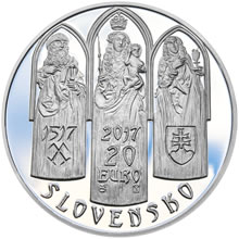 Náhled Averzní strany - 2017 - 20 € - Levoča a 500. výr. dokončenia hlavného oltára v Kostole sv. Jakuba Ag b.k.
