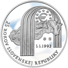 Náhled Reverzní strany - 2018 - 25 € - Vznik Slovenskej republiky – 25. výročie Ag b.k.