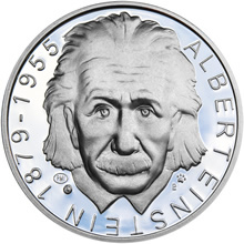 Náhled Averzní strany - Albert Einstein - 135. výročí narození stříbro patina
