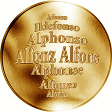 Náhled Reverzní strany - Slovenská jména - Alfonz - zlatá medaile