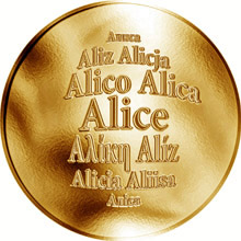 Náhled Reverzní strany - Česká jména - Alice - zlatá medaile