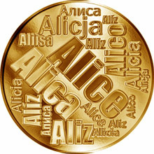 Náhled Reverzní strany - Česká jména - Alice - velká zlatá medaile 1 Oz