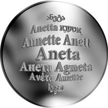 Náhled Reverzní strany - Česká jména - Aneta - stříbrná medaile