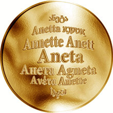 Náhled Reverzní strany - Česká jména - Aneta - zlatá medaile