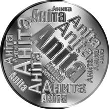 Náhled Reverzní strany - Česká jména - Anita - velká stříbrná medaile 1 Oz