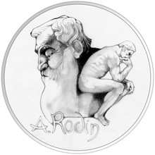 Náhled Averzní strany - Auguste Rodin  - 100. výročí úmrtí stříbro patina