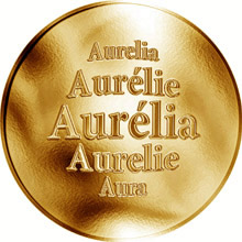 Náhled Reverzní strany - Slovenská jména - Aurélia - velká zlatá medaile 1 Oz