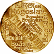 Náhled Reverzní strany - Česká jména - Bohuslav - velká zlatá medaile 1 Oz