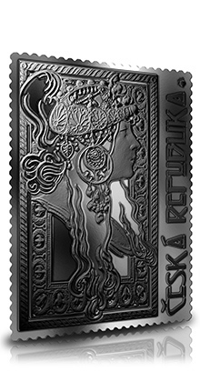 Náhled Averzní strany - Medaile s motivem známky - Brunetka 1 Oz stříbro