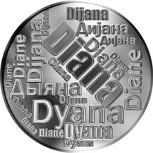 Náhled Reverzní strany - Česká jména - Diana - velká stříbrná medaile 1 Oz