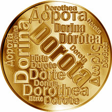 Náhled Reverzní strany - Česká jména - Dorota - velká zlatá medaile 1 Oz