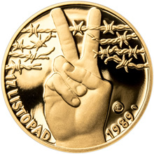 Náhled Averzní strany - Sada zlatého dukátu a stříbrného odražku Muži 28. října - proof