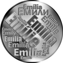 Náhled Reverzní strany - Česká jména - Emílie - velká stříbrná medaile 1 Oz