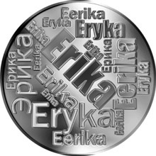Náhled Reverzní strany - Česká jména - Erika - velká stříbrná medaile 1 Oz