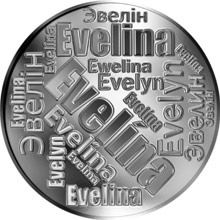 Náhled Reverzní strany - Česká jména - Evelína - velká stříbrná medaile 1 Oz