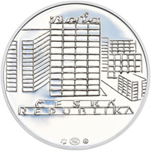 Náhled Reverzní strany - Nevydané mince Jiřího Harcuby - Tomáš Baťa mladší 34mm stříbro patina