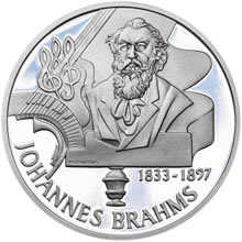 Náhled Averzní strany - Johannes Brahms - 120. výročí úmrtí stříbro proof
