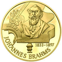 Náhled Averzní strany - Johannes Brahms - 120. výročí úmrtí zlato proof