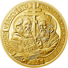 Náhled Averzní strany - Sada zlatého dukátu a stříbrného odražku Konstantin a Metoděj - b.k.