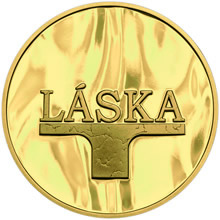 Náhled Reverzní strany - Ryzí přání LÁSKA - velká zlatá medaile 1 Oz