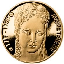 Náhled Averzní strany - Sada zlatého dukátu a stříbrného odražku Marie Terezie - 300. výročí narození - b.k.