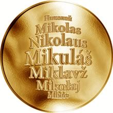 Náhled Reverzní strany - Česká jména - Mikuláš - zlatá medaile