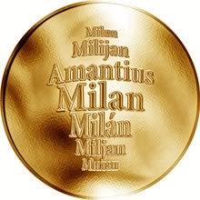 Náhled Reverzní strany - Česká jména - Milan - velká zlatá medaile 1 Oz