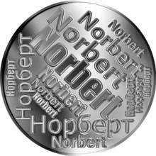 Náhled Reverzní strany - Česká jména - Norbert - velká stříbrná medaile 1 Oz