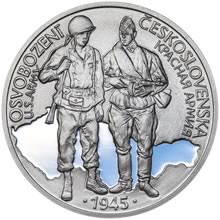 Náhled Averzní strany - Osvobození Československa 8.5.1945 - 28 mm stříbro patina