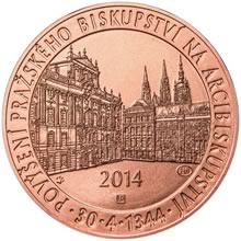 Náhled Averzní strany - Povýšení pražského biskupství na arcibiskupství - 670 let - 1 Oz Měď b.k.