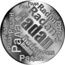 Náhled Reverzní strany - Česká jména - Radan - velká stříbrná medaile 1 Oz