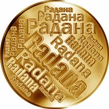 Náhled Reverzní strany - Česká jména - Radana - velká zlatá medaile 1 Oz